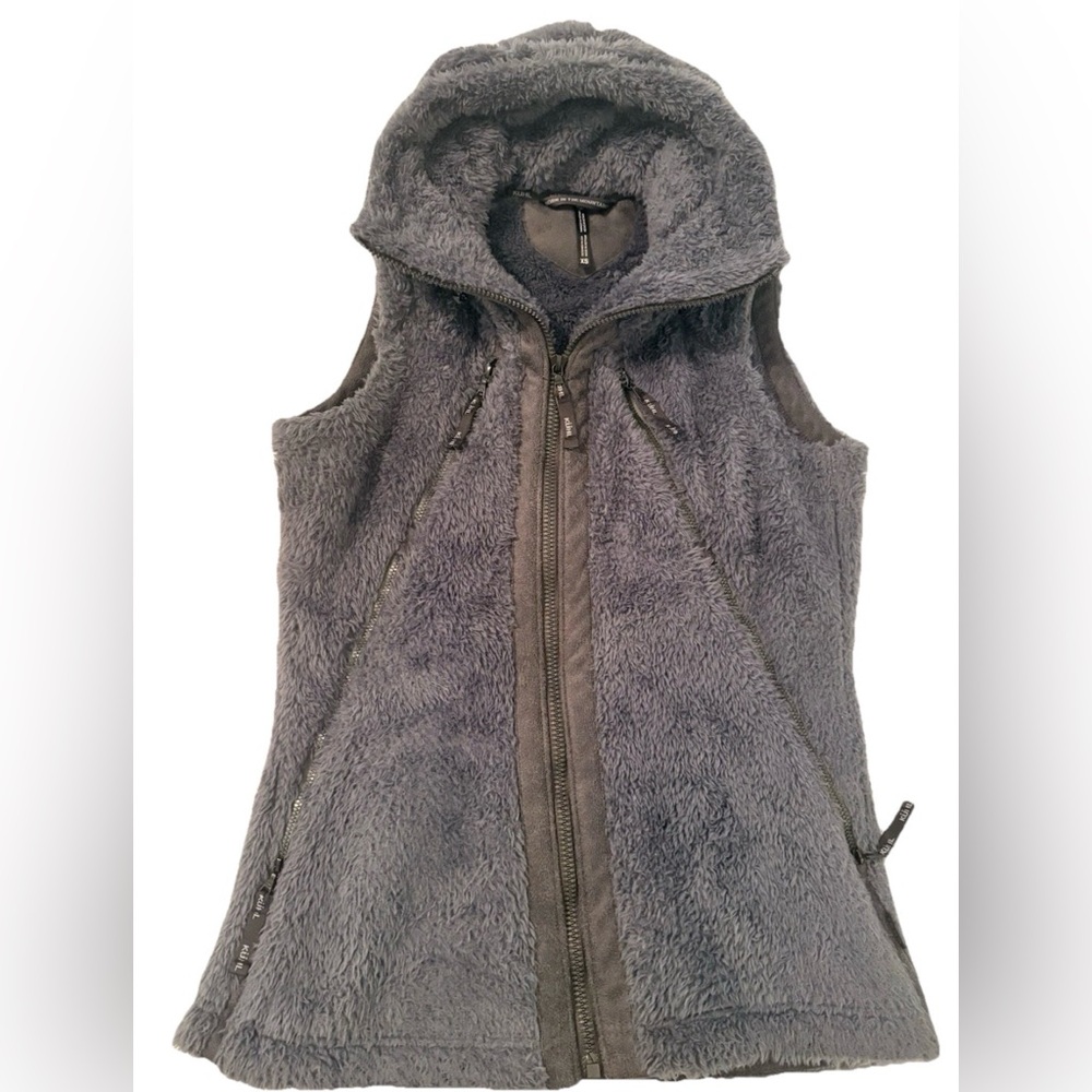 KÜHL Flight Vest with Zipper Hood Dark Gray Italian Fleece Women’s Size XS